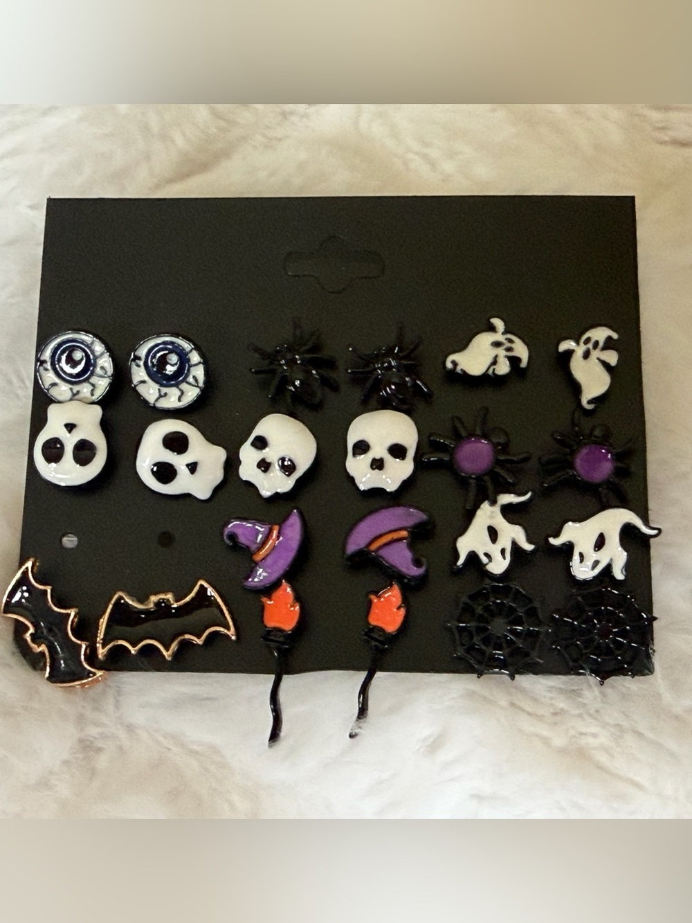 Halloween Earring Set - Purple, White, Black, Orange